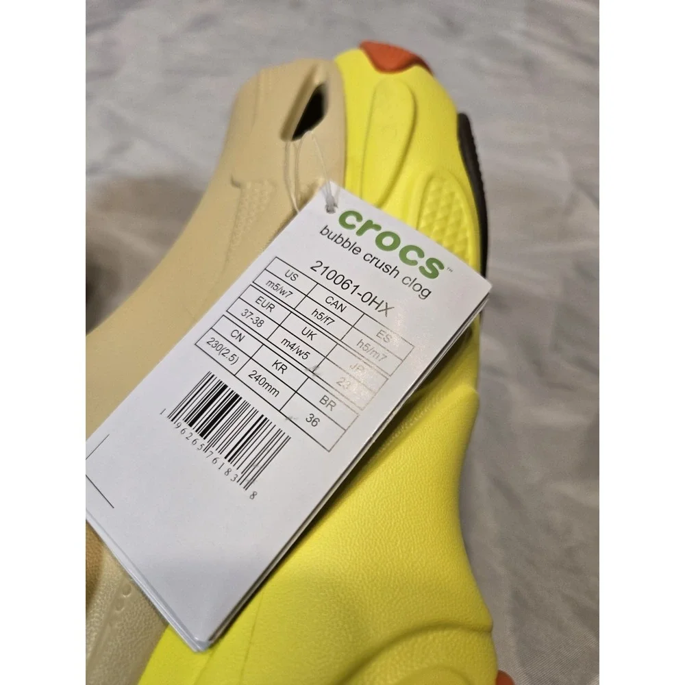 New CROCS Bubble Crush Clog 210061 Sesame UNISEX Size Mens 5 Womens 7 Hamburger‎